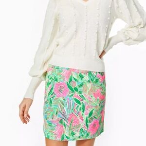 Lilly Pulitzer Coming in Hot Pink and Green Floral Mini Skirt